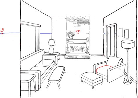 how to sketch a room.
